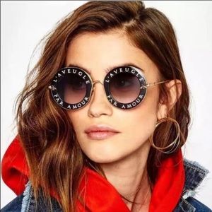 NEW TRENDY FASHION ROUND BLACK SUNGLASSES